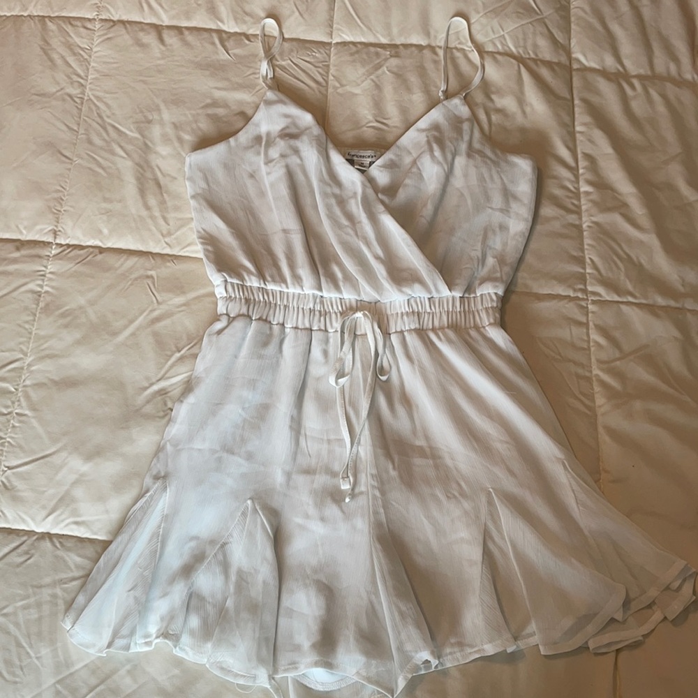 Francescas Solid White Romper Size Medium - image 1